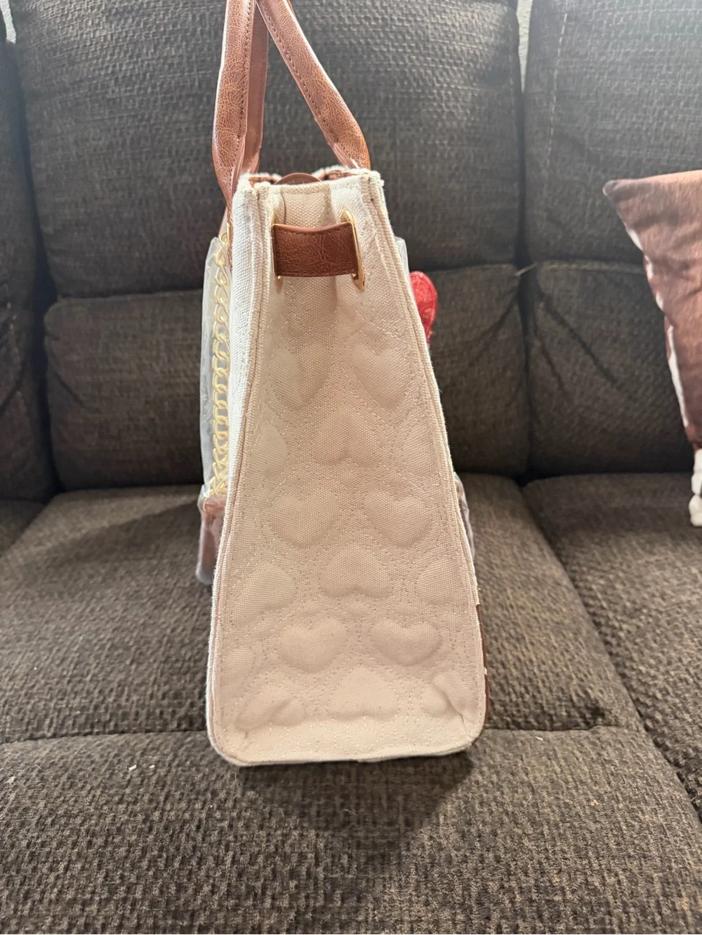 Betsey Johnson XOKIARA Quilted Heart Canvas Tote 🆕